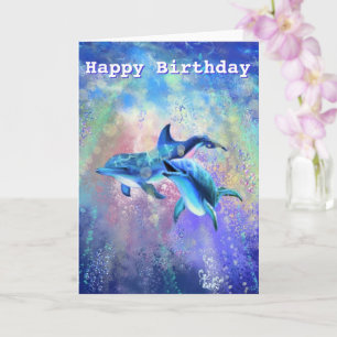 Couple Dolphin Birthday Card - Customisable
