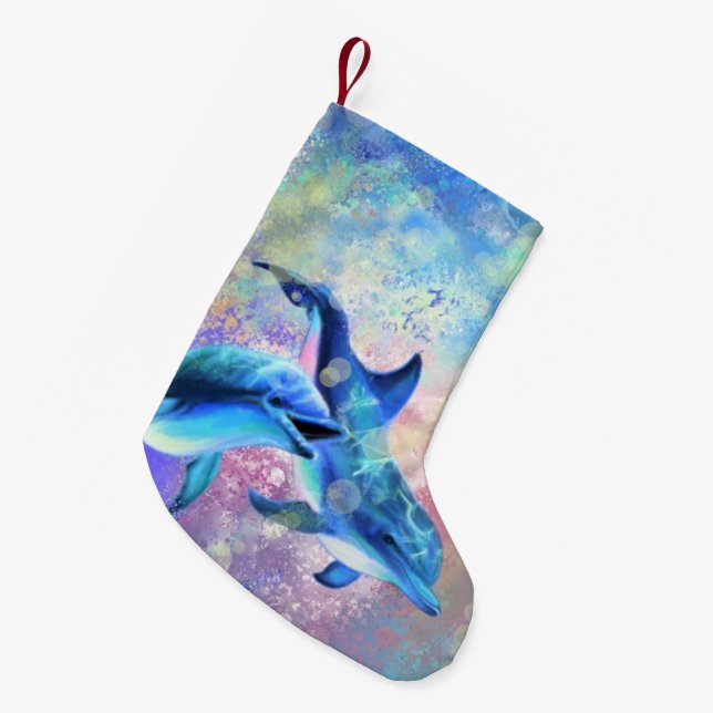 Couple Dolphin Christmas Stocking (Front (Hanging))