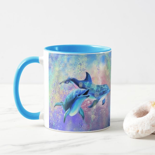 Couple Dolphin Mug (With Donut)