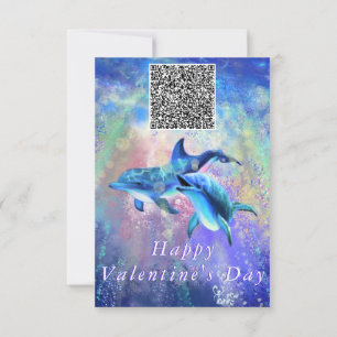 Couple Dolphin Valentine's Day Card Your QR Code