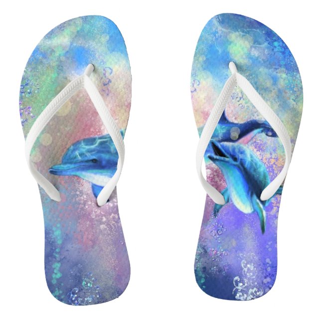 Couple Dolphins Flip Flops (Footbed)