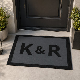 Couple Doormat Monogram Initials Front Door Mat