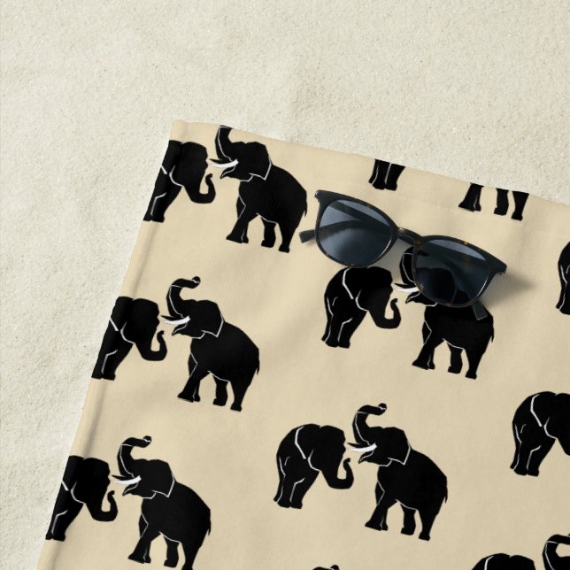 Couple Elephants Beach Towel - Custom Colour (In Situ)