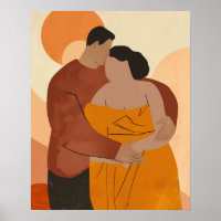 Couple Embracing Abstract Art