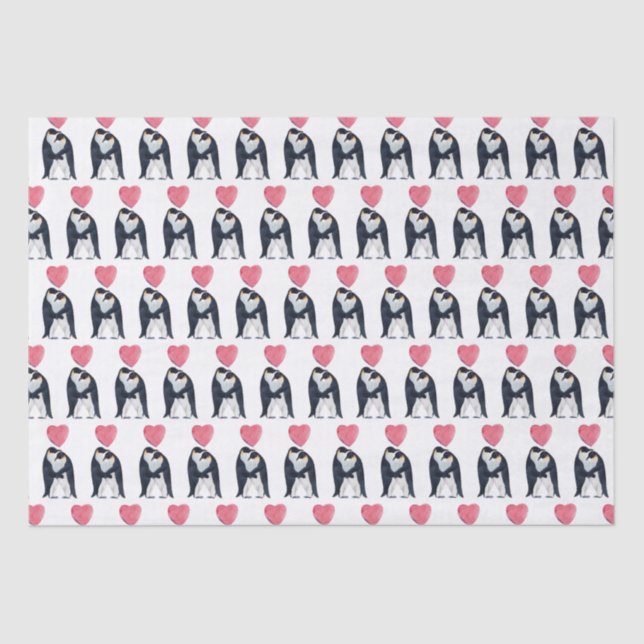 Couple Emperor Penguin Heart  Tissue Paper (Front)