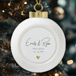 Couple Engagement Announcement Gold Heart Keepsake Ceramic Ball Christmas Ornament<br><div class="desc">Celebrate their love with a touch of elegance! This keepsake ornament features a custom gold heart—perfect for marking an engagement or wedding. A timeless way to remember their big day!</div>