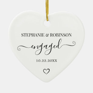 Couple Engagement Announcement Heart Keepsake Ceramic Tree Decoration