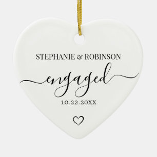 Couple Engagement Announcement Heart Keepsake Ceramic Tree Decoration