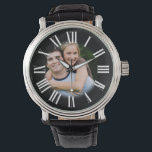 Couple Engagement Portrait Your Photo in Centre Watch<br><div class="desc">Easily customise this clock with your own photo in the centre.  Black area clock numbers gently fades to reveal photo.</div>