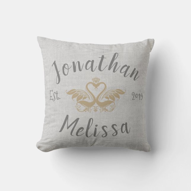 Couple Established Swans Cushion (Front)