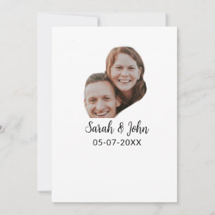 Couple face photo add name date simple wedding invitation