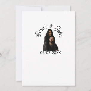 Couple face photo add name date simple wedding  invitation