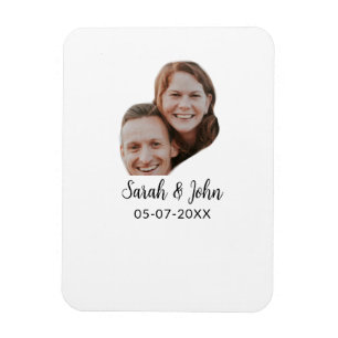 Couple face photo add name date simple wedding  magnet
