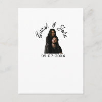 Couple face photo add name date simple wedding