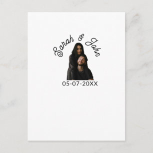 Couple face photo add name date simple wedding  postcard