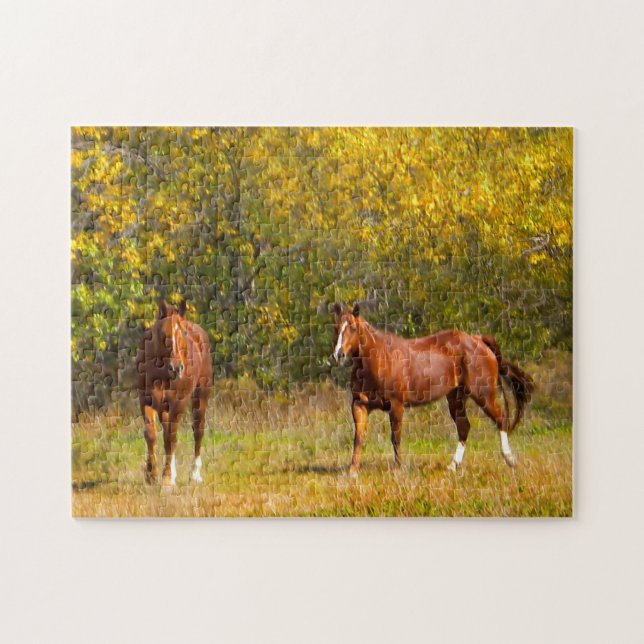 Couple Fall Horses Jigsaw Puzzle (Horizontal)