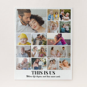 Couple Family Photo Collage 15 Pictures 8x10 16x20 Jigsaw Puzzle