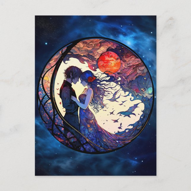 Couple Faux Stained Glass Postcard (Front)