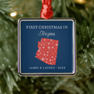 Couple First Christmas In Arizona USA State Metal Tree Decoration