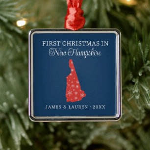 Couple First Christmas In New Hampshire USA State Metal Tree Decoration
