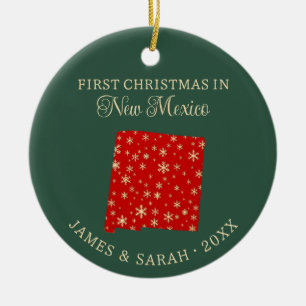 Couple First Christmas In New Mexico State USA Ceramic Tree Decoration