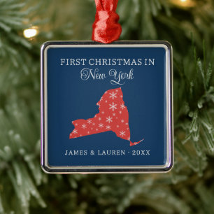 Couple First Christmas In New York USA State Metal Tree Decoration