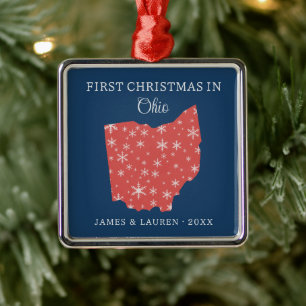 Couple First Christmas In Ohio USA State Metal Tree Decoration