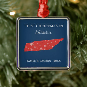 Couple First Christmas In Tennessee USA State Metal Tree Decoration
