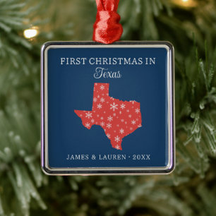 Couple First Christmas In Texas USA State Metal Tree Decoration