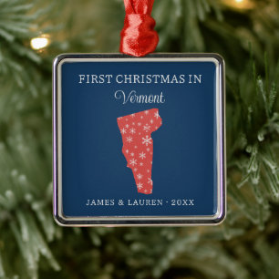 Couple First Christmas In Vermont USA State Metal Tree Decoration