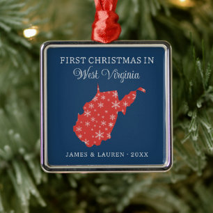 Couple First Christmas In West Virginia USA State Metal Tree Decoration