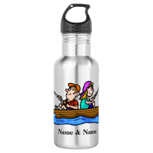 Couple Fishing in Boat Water Bottle