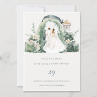 Couple Floral Arch Botanical Save the Date Card