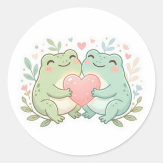 Couple Frog Sticker Cute Two Frogs Love Heart Roma