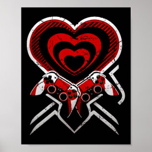 Couple Gamer Valentine Day Gamepad Game Controller Poster