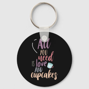 Couple Gift All You Need Is Love And Cupcake Key Ring