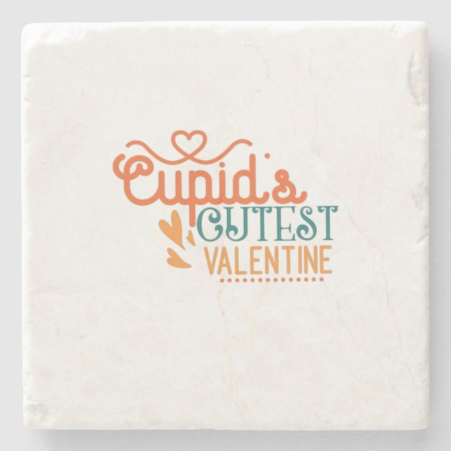 Couple Gift Cupid's Cutest Valentine Stone Coaster (Front)
