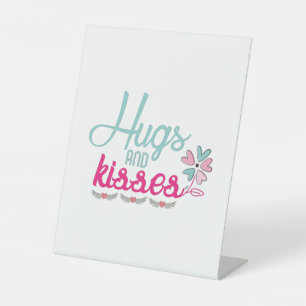 Couple Gift Hugs And Kisses Flower Pedestal Sign