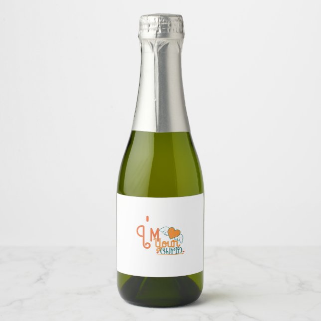 Couple Gift I Am Your Cupid Sparkling Wine Label (Front)