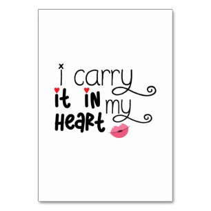 Couple Gift I Carry It In My Heart Table Number