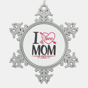 Couple Gift I Love Mum Snowflake Pewter Christmas Ornament