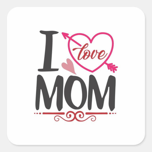 Couple Gift I Love Mum Square Sticker (Front)