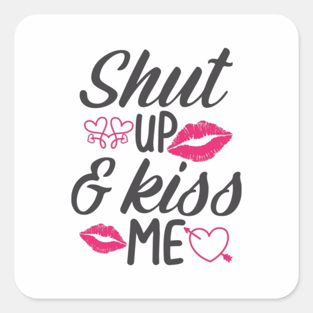 Couple Gift Kiss Me Square Sticker (Front)