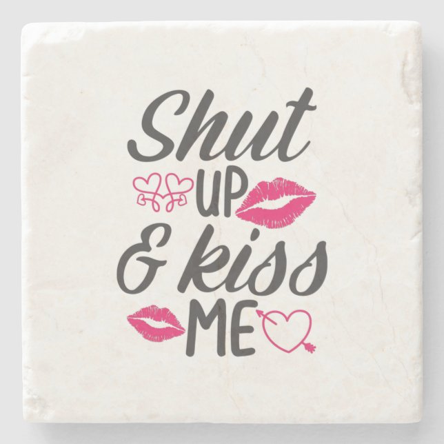 Couple Gift Kiss Me Stone Coaster (Front)