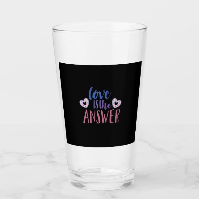 Couple Gift Love Is The Answer Glass (Front)