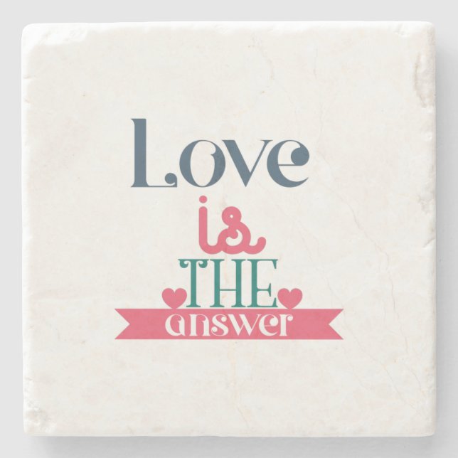 Couple Gift Love Is The Answer Stone Coaster (Front)