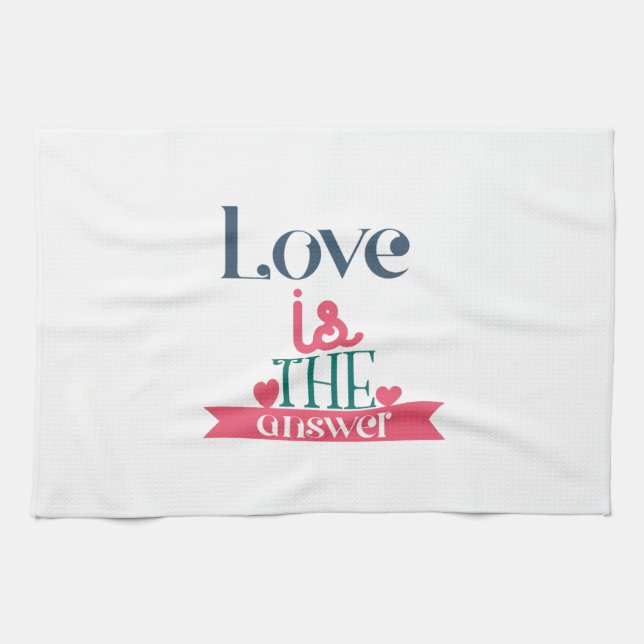 Couple Gift Love Is The Answer Tea Towel (Horizontal)