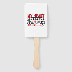 Couple Gift My Heart Belongs To Mummy Hand Fan