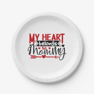 Couple Gift My Heart Belongs To Mummy Paper Plate