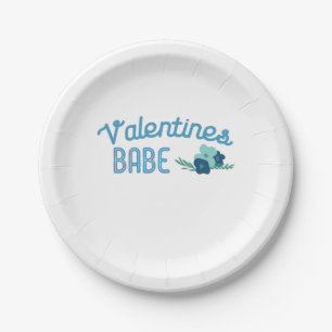 Couple Gift Valentine Babe Flowers Paper Plate